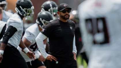 Defensive Coordinator Jimmy Lake leads the Falcons defense in OTAs